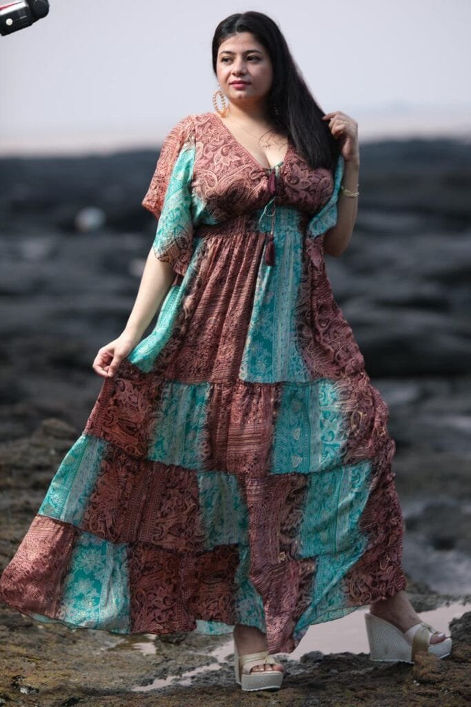 Block Print Flare Dress