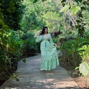 Fresh Grass Green Kaftan Gown