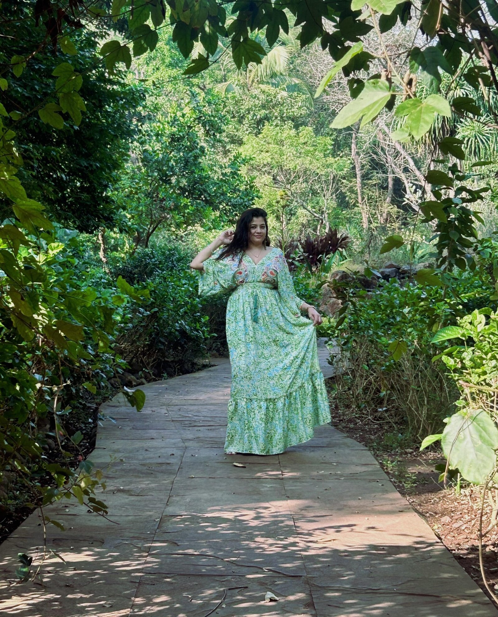 Fresh Grass Green Kaftan Gown
