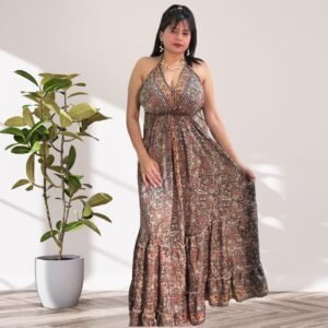 Boho Beach Halterneck Flare Gown